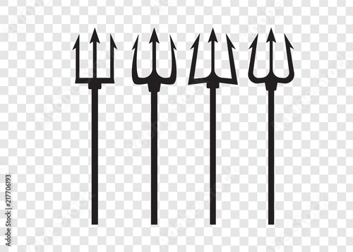 Fotomural trident devil flat. Neptune red vector trident