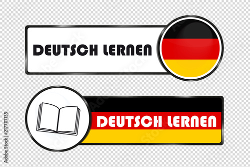 German Square And Circle Buttons Learn German Vector Illustration With German Flag And Book Isolated On Transparent Background Stock Vector Adobe Stock