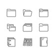 Folder flat line icons. Document file vector illustrations - business paper organizing, computer directory outline signs.