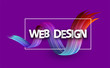 Web design paper poster with colorful brush stroke.