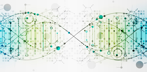Science template, wallpaper or banner with a DNA molecules.