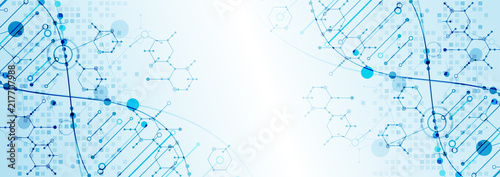 Fotomural Science template, wallpaper or banner with a DNA molecules.