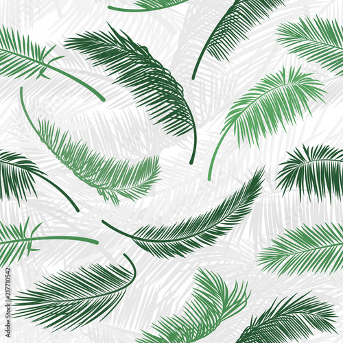 Tropical Green Palm Tree Leaves In Seamless Pattern Vector Pattern For Print Design Wallpaper Site Backgrounds Postcard Textile Fabric Vector Illustration Vintage Seamless Palm Leaf Pattern Stock Vector Adobe Stock
