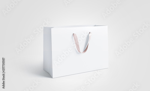 Download Blank white paper bag with silk handle mockup, isolated ...