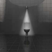 The Image Of A White Ceramic Bowl In The Room On The Tile, Illuminated By The Lamp. 3D Rendering