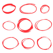 Hand Drawn Scribbles Red Circles