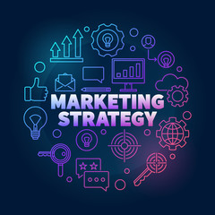 Poster - Marketing Strategy vector colorful illustration in thin line sty