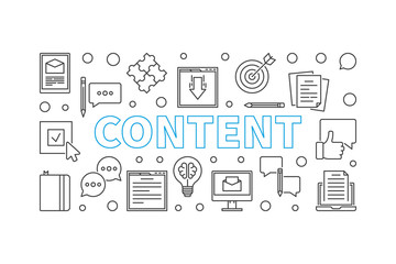 Poster - Content outline vector minimal horizontal banner
