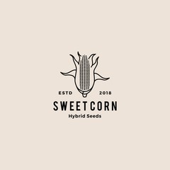 Wall Mural - corn logo retro hipster vintage vector icon illustration