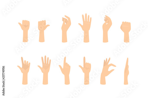 Cuadros en Lienzo Set of hands showing different gestures