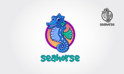 Wall Mural - Seahorse symbol with circle shape. Logo Vector illustration