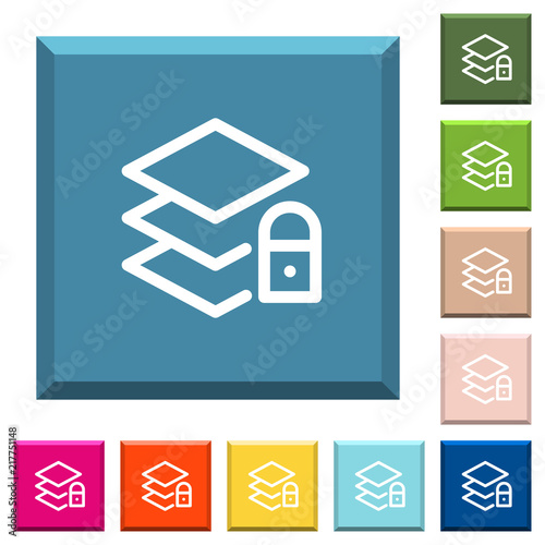 Fotografie, Obraz Locked layers white icons on edged square buttons