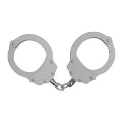 Standard Chain Handcuffs Black Metal on white. 3D illustration