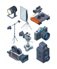 Poster - photo video cameras. various equipment of video or photo studio