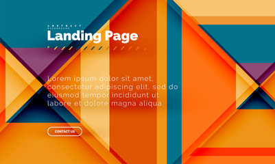 Square shape geometric abstract background, landing page web design template