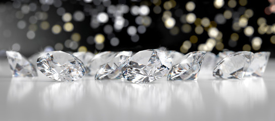 Poster - Group of Diamonds and bokeh background 3d rendering
