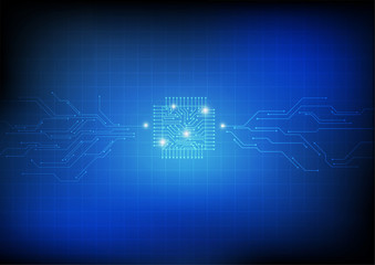 Fototapete - Vector : Electronic circuit on blue background