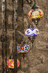 bright lamp of glass mosaic, a souvenir for tourists 