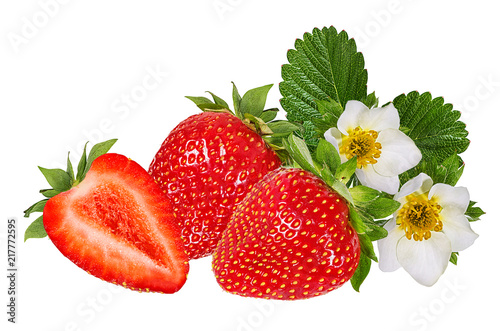  Plakat truskawki   truskawki-i-kwiatek-na-bialym-tle