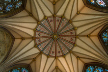 Gorgeous Ceiling Of The Chapter House Of York Minster Cathedral In Yorkshire, England UK