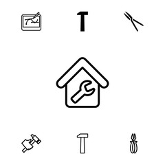 Poster - Collection of 7 tools filled and outline icons