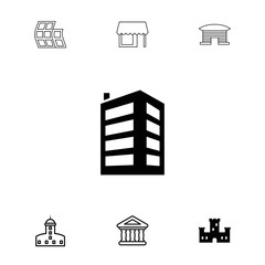 Sticker - Collection of 7 building filled and outline icons