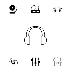 Poster - Collection of 7 dj filled and outline icons