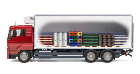 Poster - Delivery of alcohol beverage concept. 3D rendering