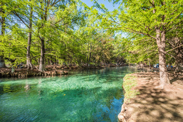 Sticker - Amazing crystalline blue water of Media Luna River at Rio Verde in San Luis Potosi, Mexico