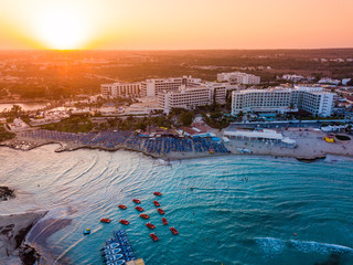 Sticker - An aerial view of the famous Nissi beach in Ayia Napa - hotels, luxury and leisure