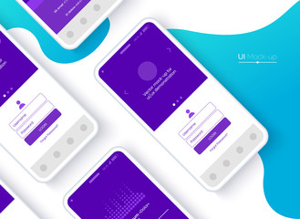Poster - Conceptual mobile phones for user interface, user experience presentation. Smartphone mock-up. Mobile app interface design concept. Vector eps 10.