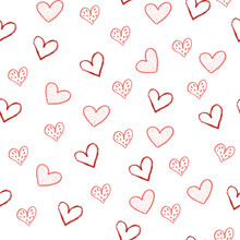 Beautiful Vector Seamless Pattern With Pink And Red Hearts