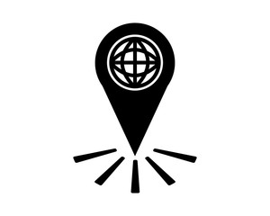 Canvas Print - earth marker map black silhouette pin locate path image vector icon logo symbol