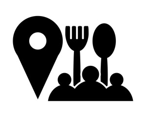 Canvas Print - restaurant spot marker black silhouette pin locate path image vector icon logo symbol