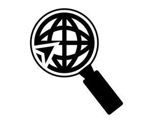 Canvas Print - magnifier map black silhouette pin locate path image vector icon logo symbol