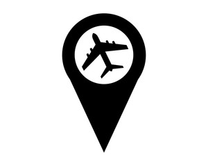Canvas Print - plane marker map icon symbol logo silhouette black
