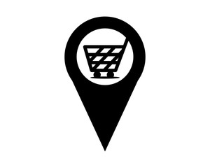 Canvas Print - marker market trolley symbol logo silhouette black