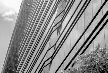 Modern office building close up with B&W color 