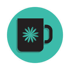 Poster - mug with flower icon. Element of printing house for mobile concept and web apps icon. Thin line icon with shadow in badge for website design and development, app development