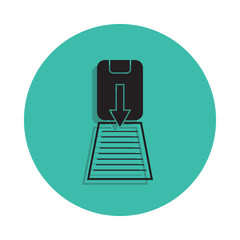 Poster - printing on paper icon. Element of printing house for mobile concept and web apps icon. Thin line icon with shadow in badge for website design and development, app development
