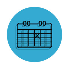 Poster - the calendar icon. Element of school for mobile concept and web apps icon. Thin line icon with shadow in badge for website design and development, app development