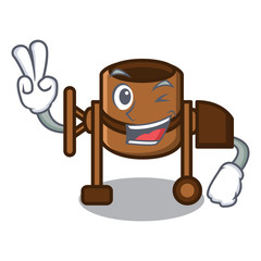 Poster - Two finger concrete mixer character cartoon