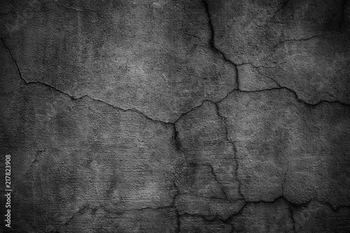 Fotomural Black cement wall. Dark texture of cracked concrete