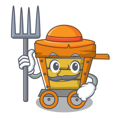 Poster - Farmer wooden trolley character cartoon