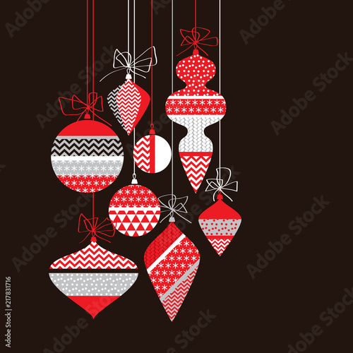 Red and black bauble retro design element