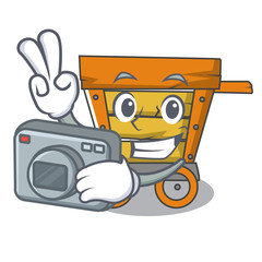 Poster - Photographer wooden trolley mascot cartoon