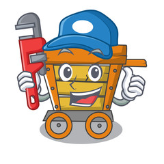 Canvas Print - Plumber wooden trolley mascot cartoon