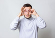 © oleg_ermak - Tired man trying to open his eyes. He deadly wants to sleep, but has terrible insomnia. Concept of deadline at work or a very tired man