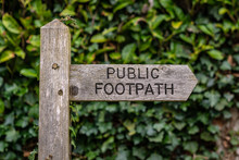 Sign: Public Footpath, Seen In Coltishall, The Broads, Norfolk, England, UK