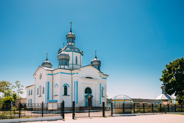 Dovsk, Gomel Region, Belarus. View Of Church Of The Intercession